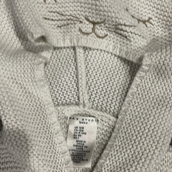 Max Studio Knit Sweater with Bunny Rabbit Ears Hoodie Long Sleeve Easter - Picture 6 of 9